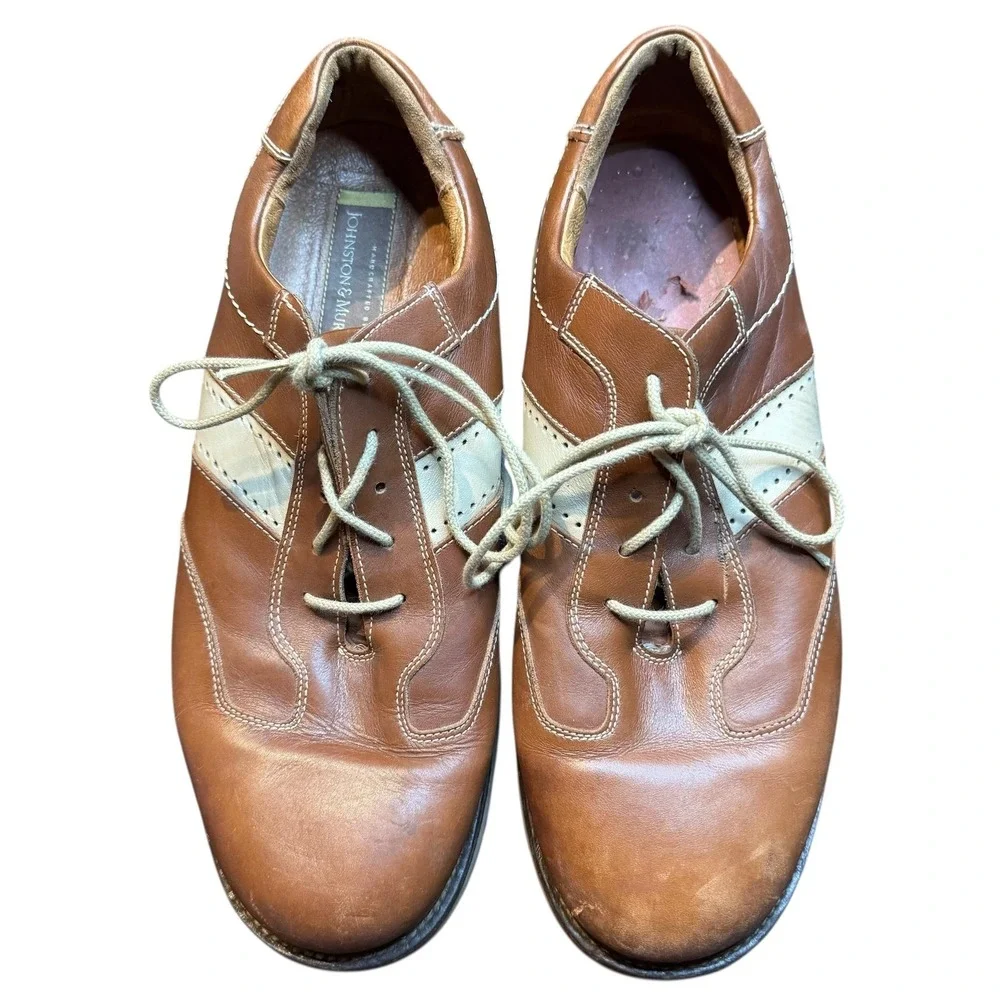 Johnston & Murphy Golf Shoes Mens Size 11.5 Brown Leather Saddle‎ Made In Italy